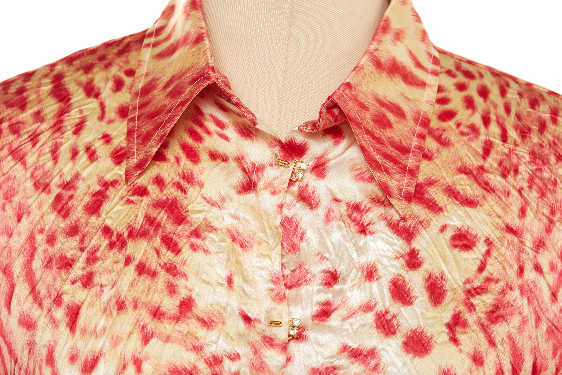 A ROBERTO CAVALLI CREAM & PINK CHEETAH PRINT BLOUSE - Image 2 of 2