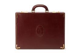 A MUST DE CARTIER OX BLOOD LEATHER BRIEFCASE