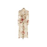 A DOLCE & GABBANA ROSE-PRINT CHIFFON FULL LENGTH JACKET