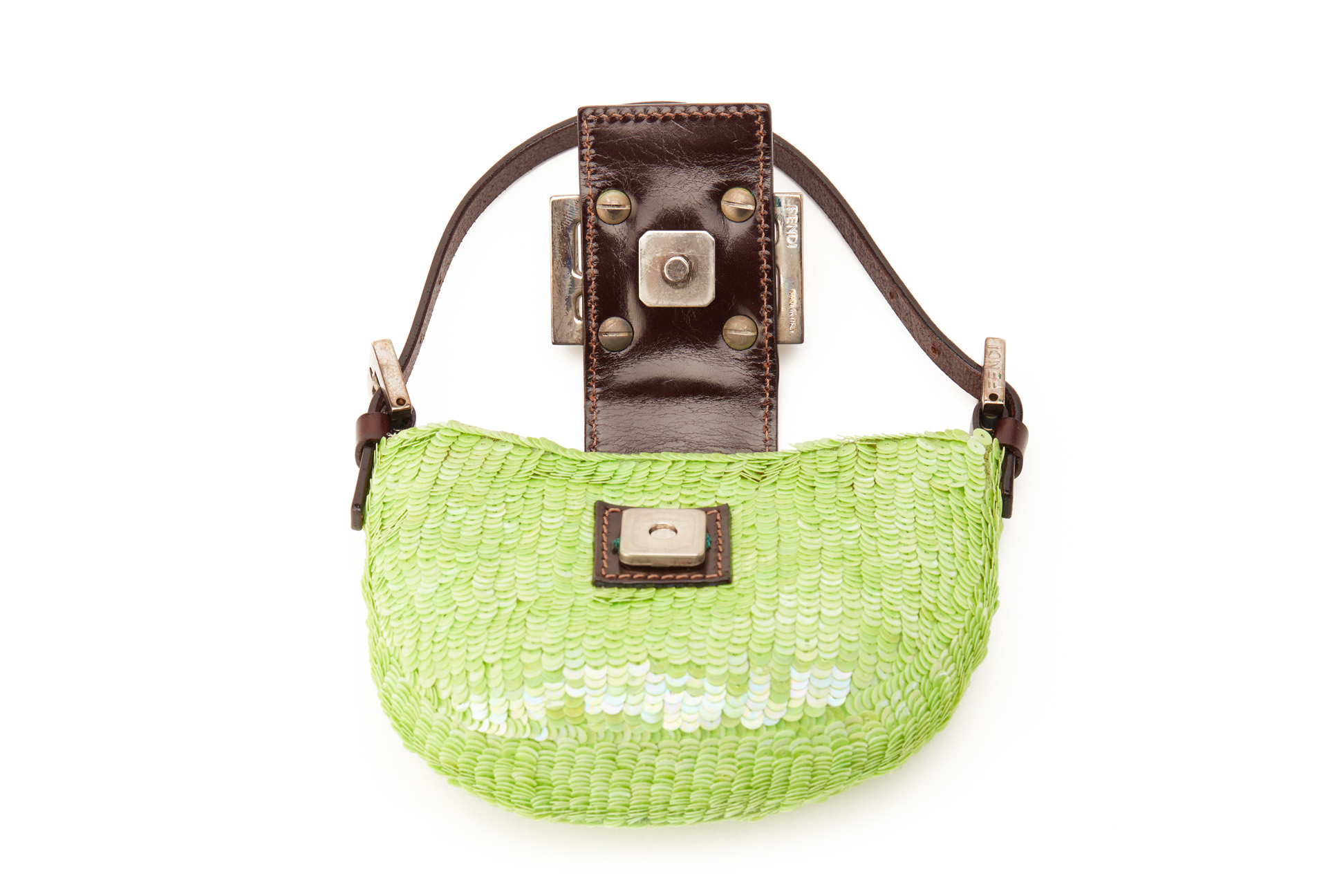 A FENDI GREEN SEQUIN MINI BAGUETTE - Image 4 of 4