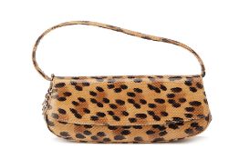 A CHRISTIAN DIOR LEOPARD PRINT SNAKESKIN BAGUETTE BAG