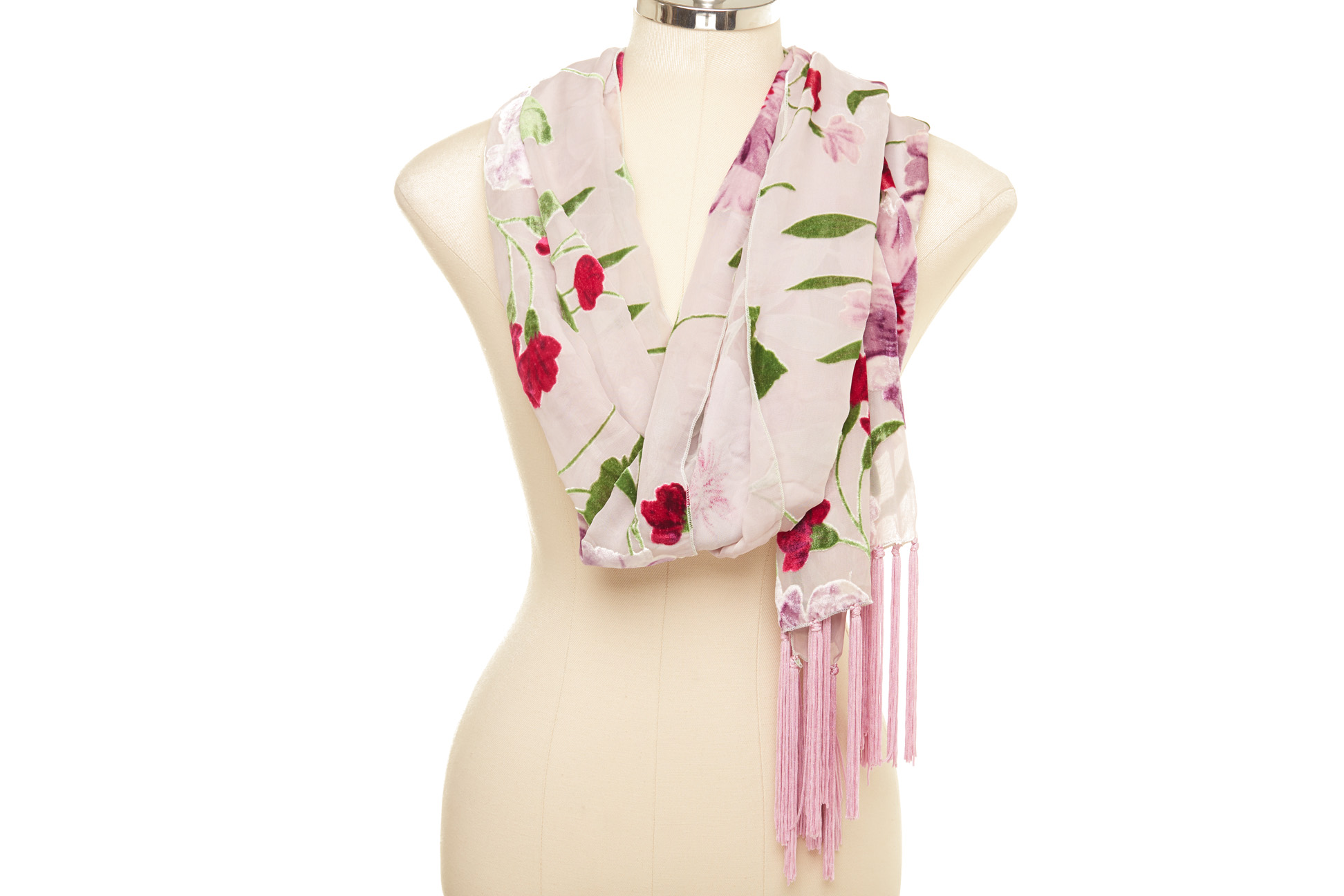 A LILAC FLORAL SILK SCARF