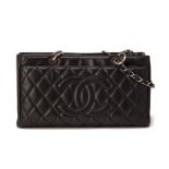 A CHANEL BLACK LEATHER GRAND SHOPPING TOTE
