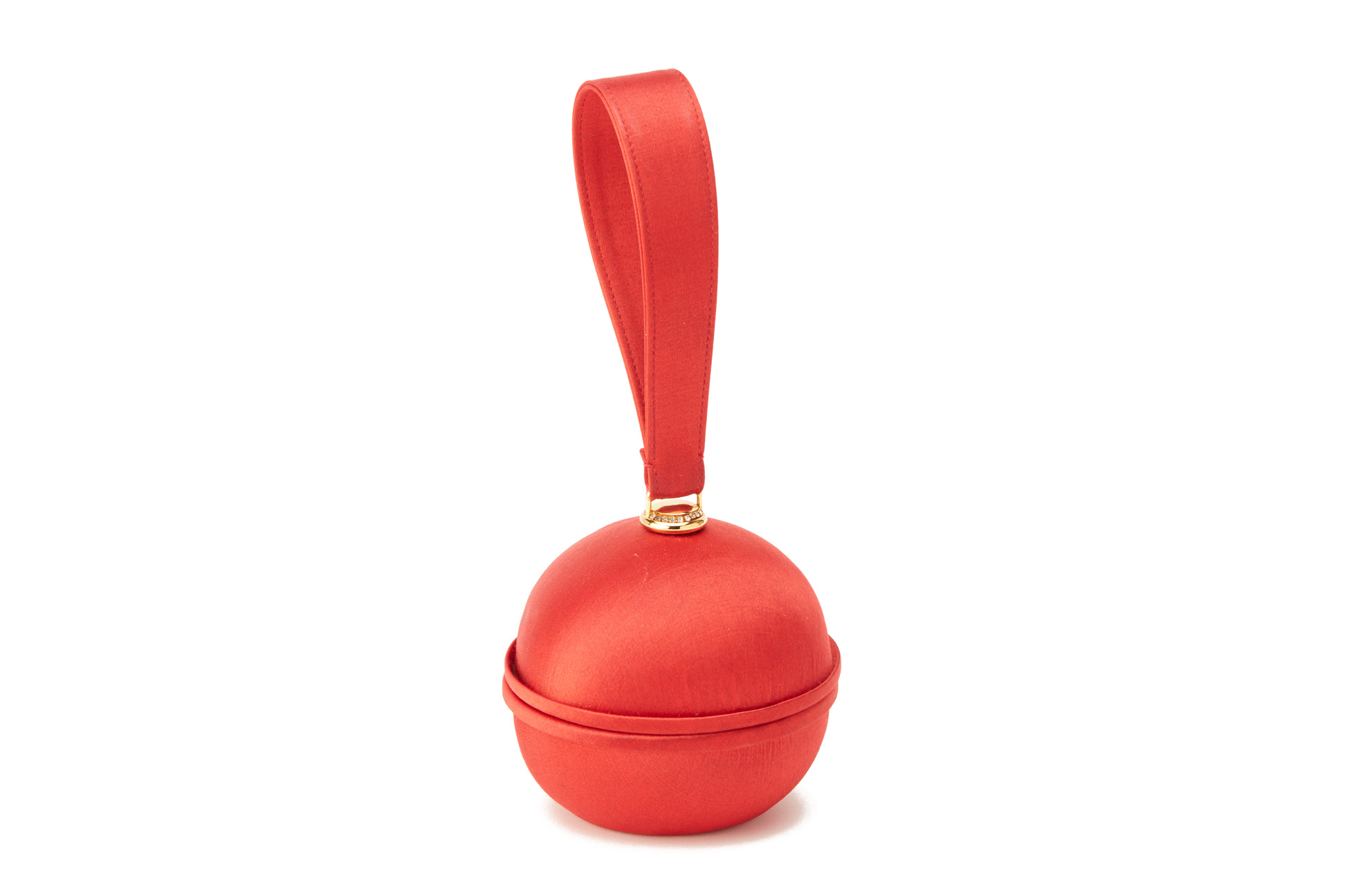 AN ESCADA RED SATIN BALL EVENING BAG