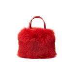 AN ESCADA RED FUR MINI HANDBAG