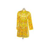 AN ESME YELLOW FLORAL EMBROIDERED SILK JACKET