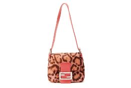 A FENDI PINK LEOPARD PRINT MINI BAGUETTE