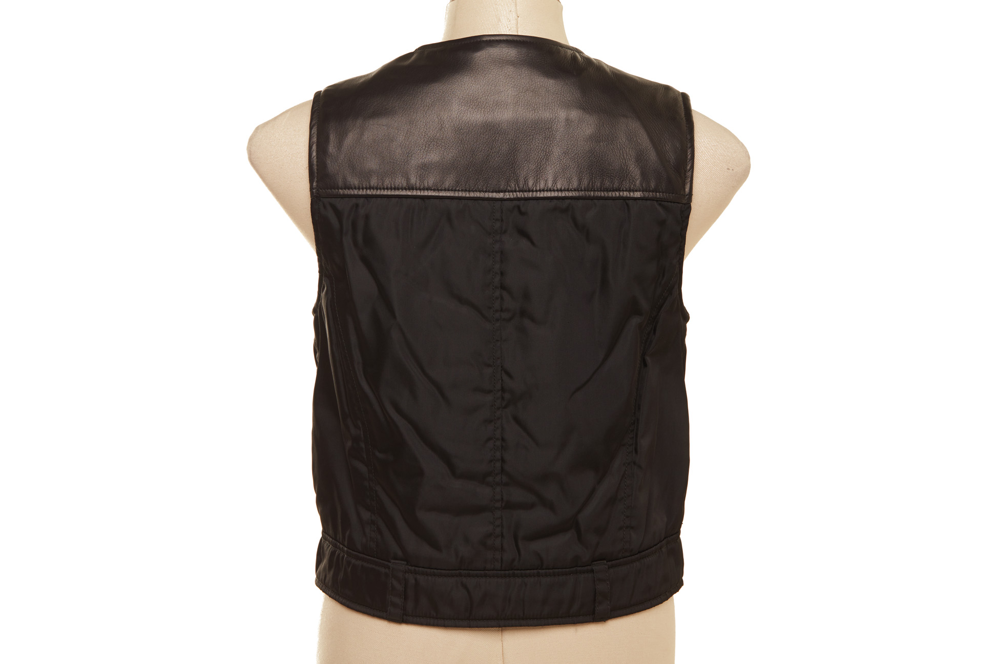 A PRADA LEATHER AND NYLON TWO PIECE VEST AND SKIRT - Image 4 of 4