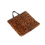A LOEWE LEOPARD PRINT FUR AND LEATHER TOTE
