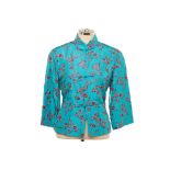 AN AUTHENTICS TEAL & RED FLORAL SILK JACKET