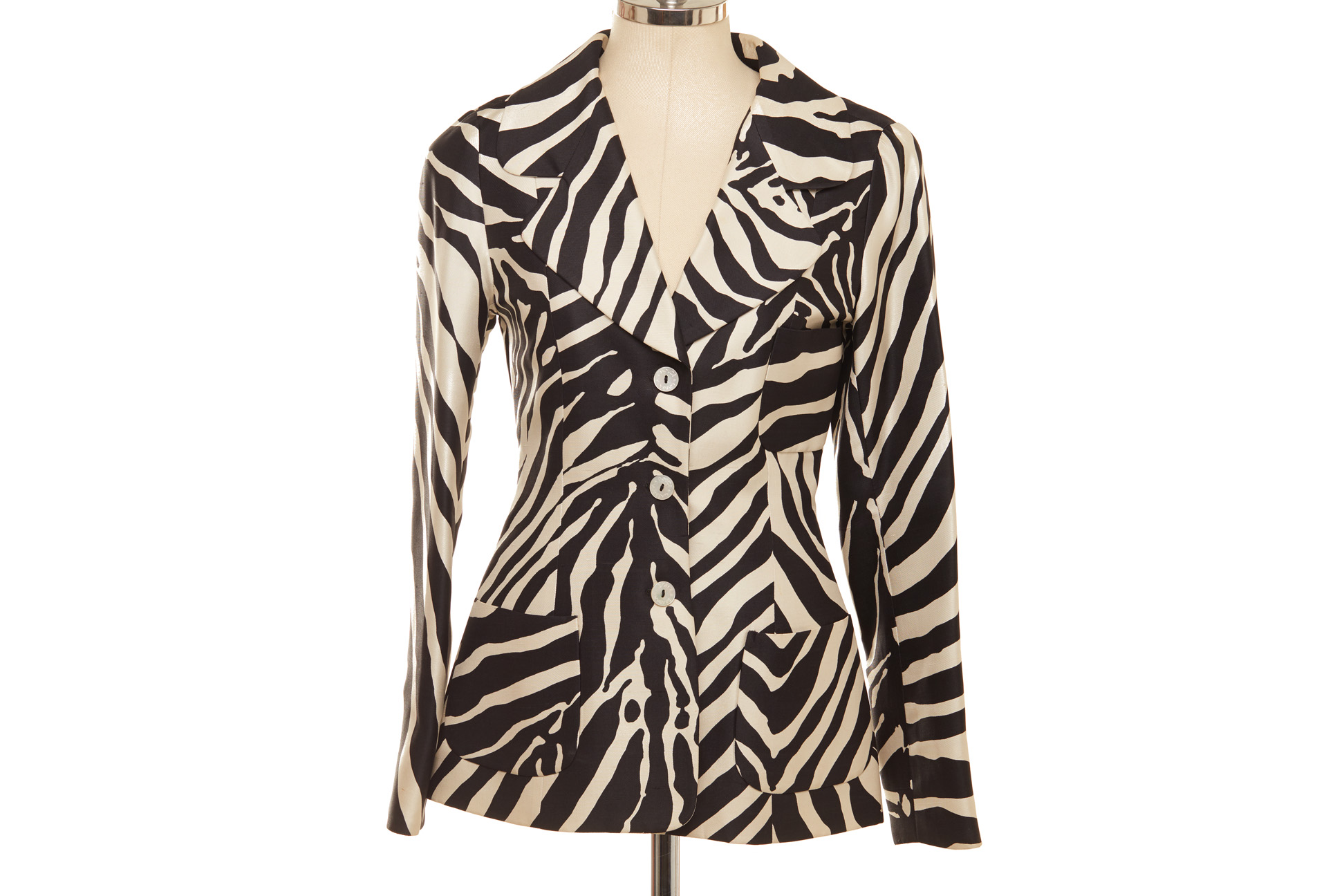 A DOLCE & GABBANA ZEBRA PRINT SILK SKIRT SUIT