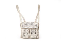 A GIANNI VERSACE SILVER DIAMANTÉ EMBELLISHED BACKPACK