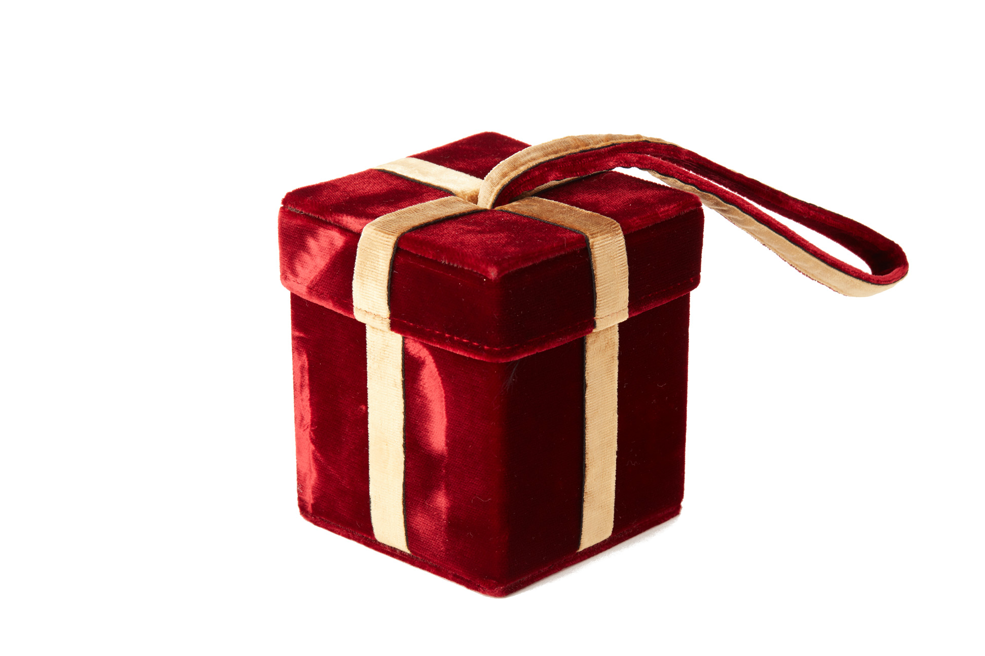 A LULU GUINNESS RED VELVET GIFT BOX BAG