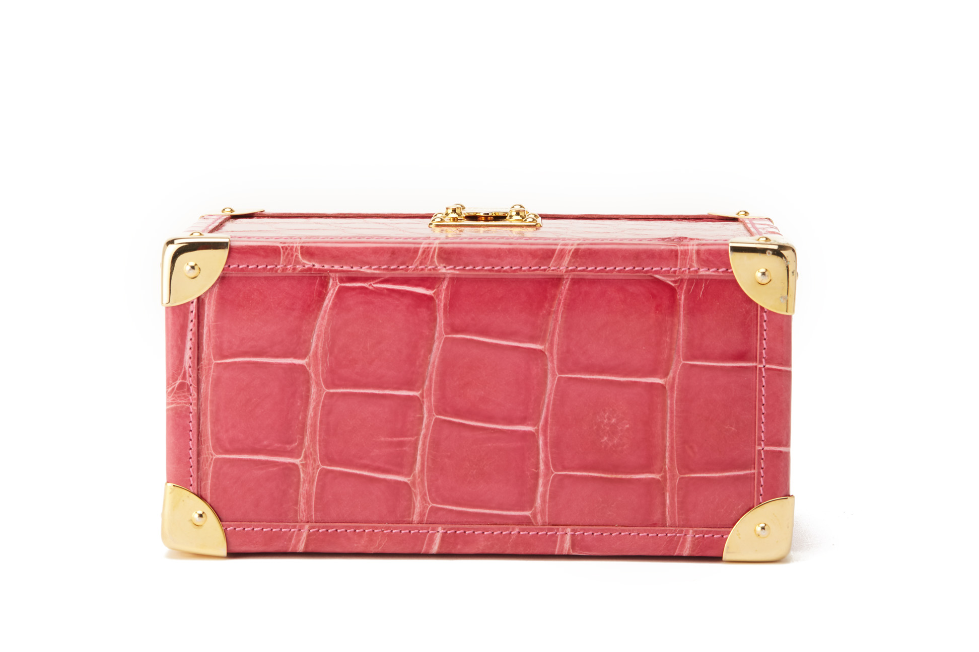 A VASADINO PINK ALLIGATOR EMBOSSED LEATHER VANITY CASE - Image 4 of 4