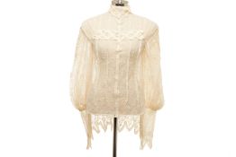 A CREAM LACE BUTTON-UP BLOUSE