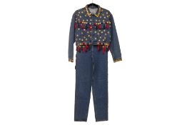 A DOLCE & GABBANA EMBELLISHED DENIM SET