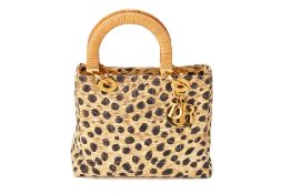 A CHRISTIAN DIOR QUILTED CHEETAH PRINT MEDIUM LADY DIOR