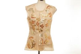 A BEIGE & GOLD SLEEVELESS TOP