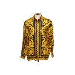 A GIANNI VERSACE BLACK & GOLD BAROCCO PRINT SILK SHIRT