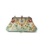 A BIRU EMBROIDERED BLUE EVENING BAG