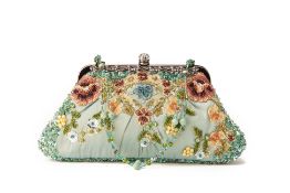 A BIRU EMBROIDERED BLUE EVENING BAG