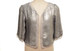 AN IROO SILVER SEQUIN CARDIGAN/BOLERO