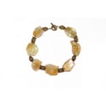 A MOJA JEWELLERY CITRINE GOLD AND PEARL BEADS NECKLACE