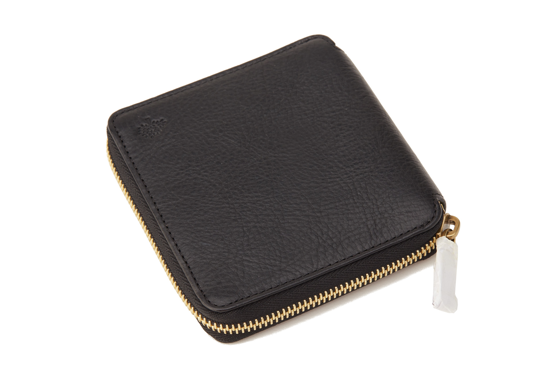 A MULBERRY BLACK ZIP AROUND WALLET