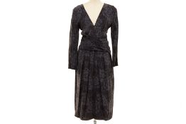 A BOTTEGA VENETA BLACK FLORAL SILK DRESS