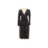 A BOTTEGA VENETA BLACK FLORAL SILK DRESS