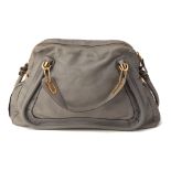 A CHLOE 'PARATY' GREY LEATHER HANDBAG