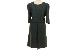 A DOLCE & GABBANA DARK GREEN BROCADE DRESS