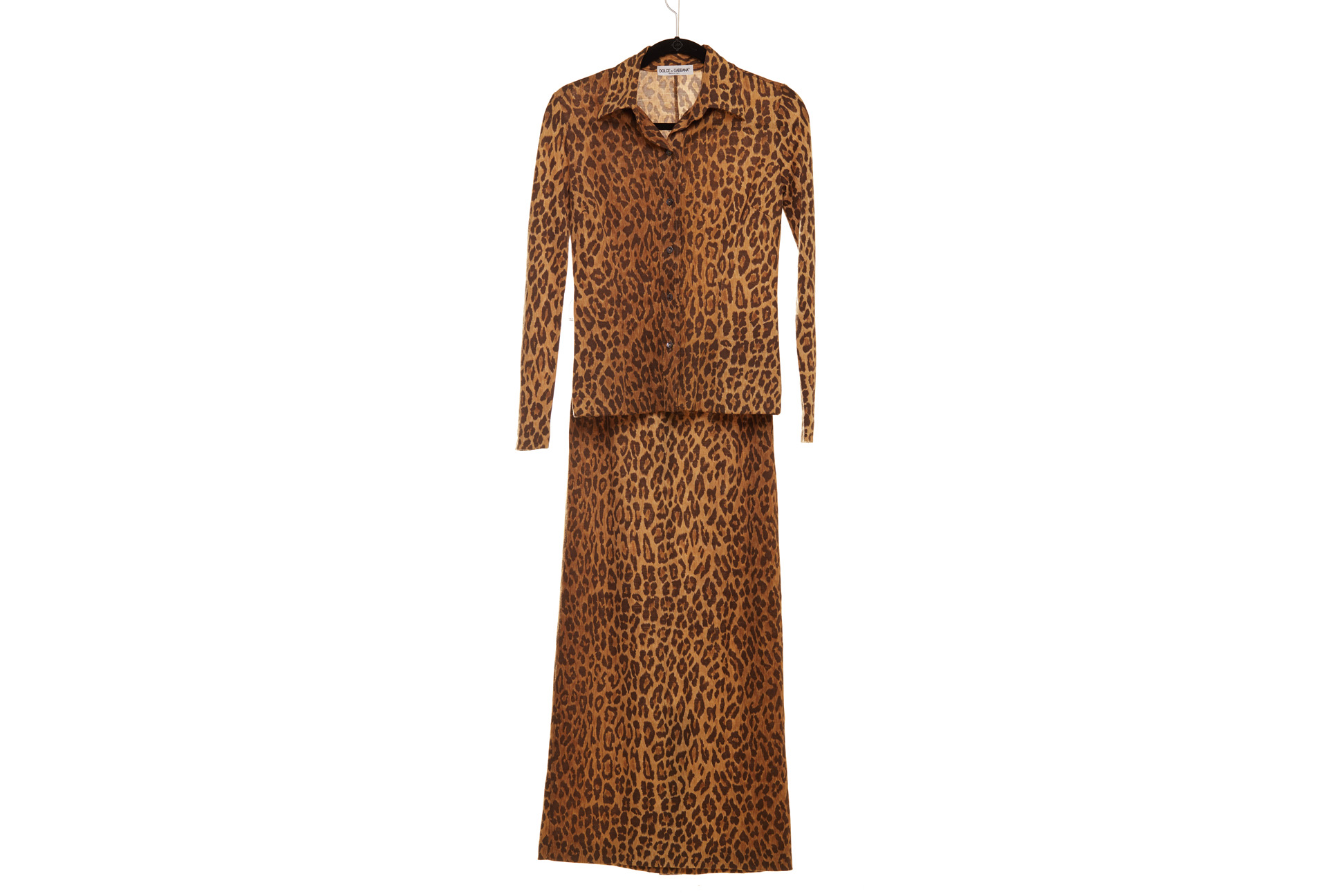 A DOLCE & GABBANA LEOPARD PRINT SHIRT AND SKIRT