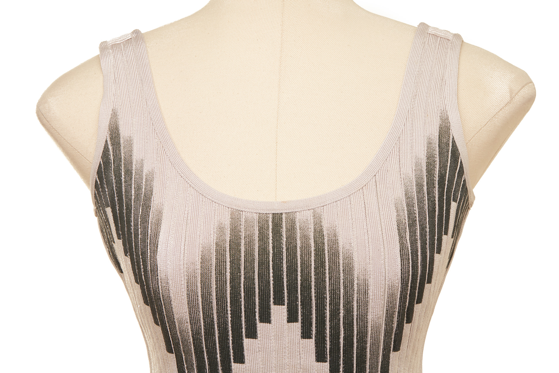 A HERVE LEGER GREY & BLACK SKATER DRESS - Image 2 of 3