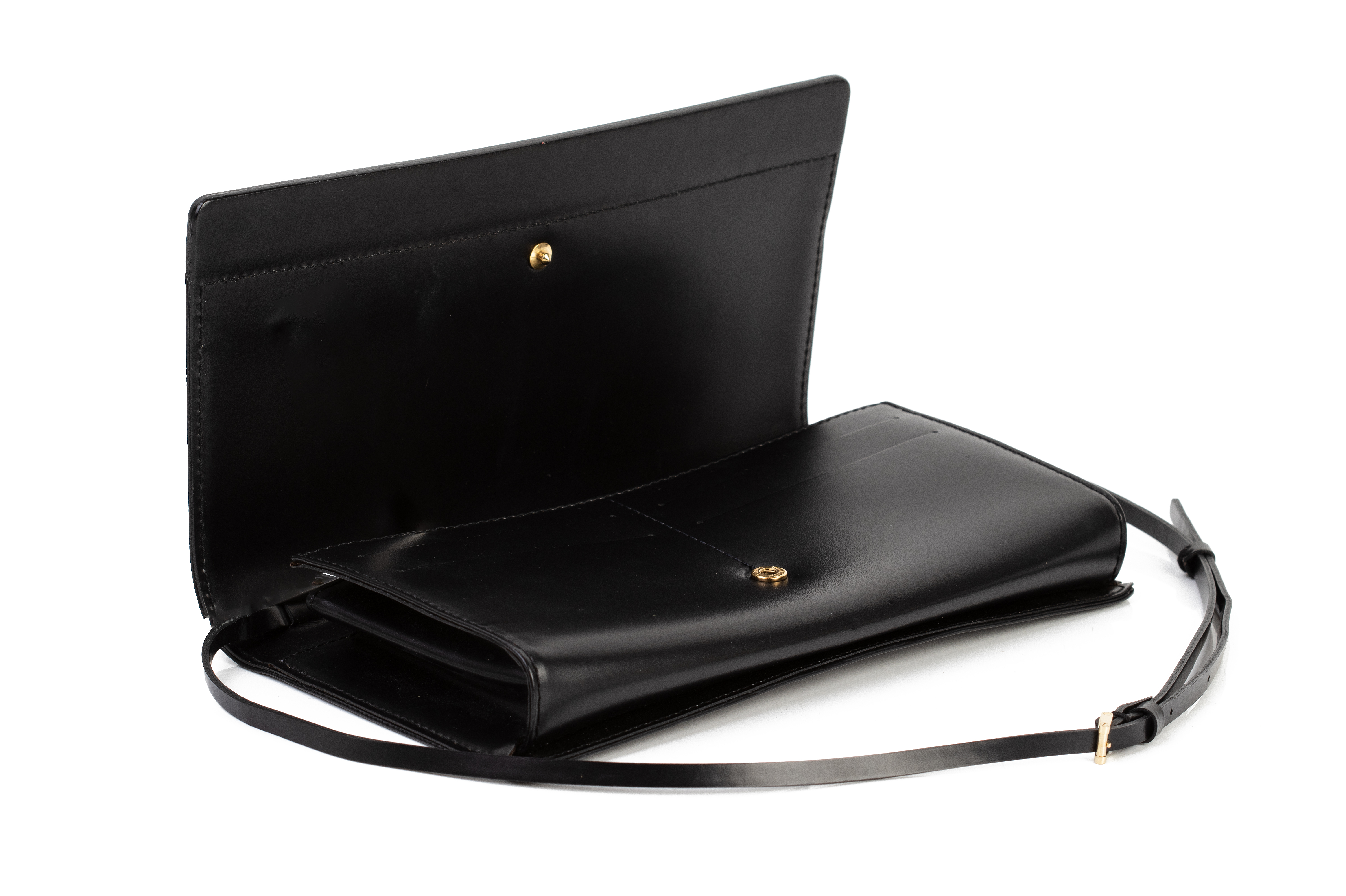 A LOUIS VUITTON POCHETTE ACCESSORY BLACK LEATHER CLUTCH BAG - Image 3 of 4