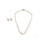 A CULTURED PEARL GRADUATED SINGLE STRAND NECKLACE