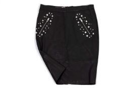 A MAISON SCOTCH 'PUNK RADAR' STUDDED BLACK LEATHER SKIRT