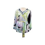 AN EMILIO PUCCI GREEN DESIGN LONG SLEEVE BLOUSE