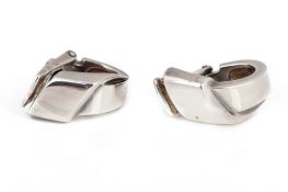 AN HERMES SILVER TWIST CLIP EARRINGS