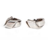 AN HERMES SILVER TWIST CLIP EARRINGS