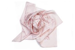 AN HERMES PINK RED BERRIES SILK SCARF