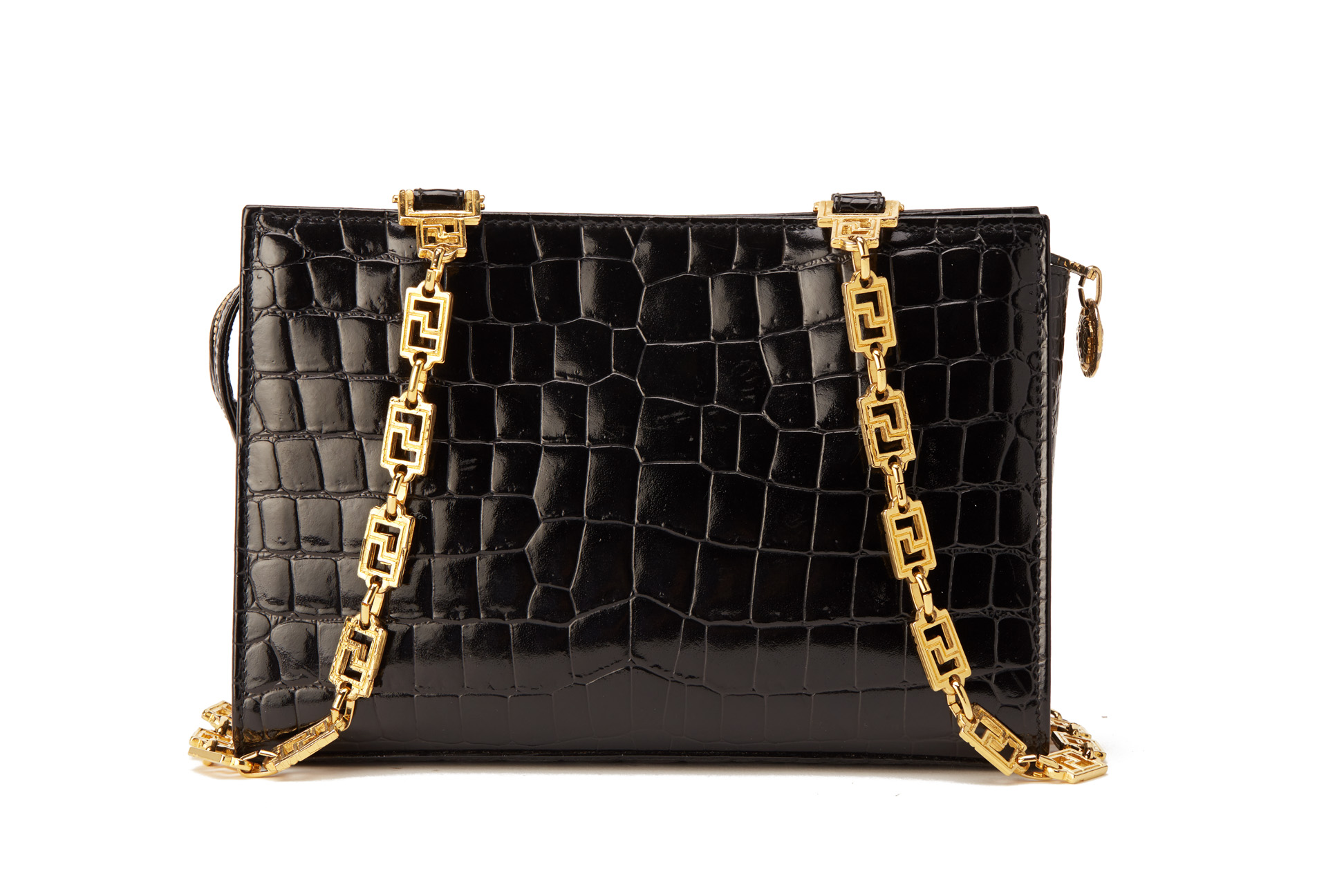 A GIANNI VERSACE BLACK CROCODILE EMBOSSED LEATHER HANDBAG - Image 5 of 6