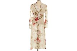 A DOLCE & GABBANA ROSE-PRINT CHIFFON FULL LENGTH JACKET