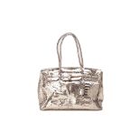 AN ANA METALLIC SNAKESKIN HANDBAG