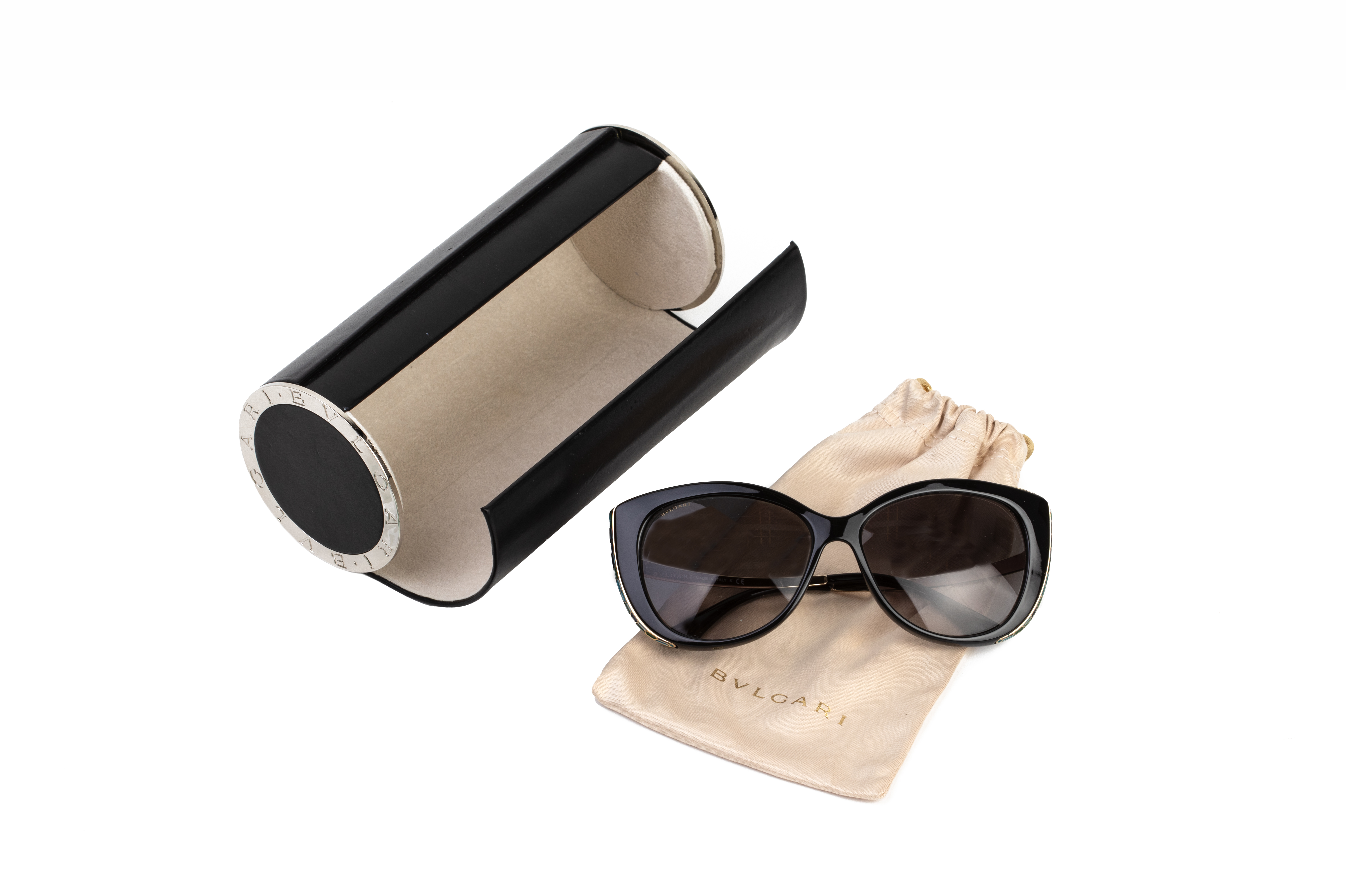 A PAIR OF BULGARI BLACK SUNGLASSES - Image 3 of 3