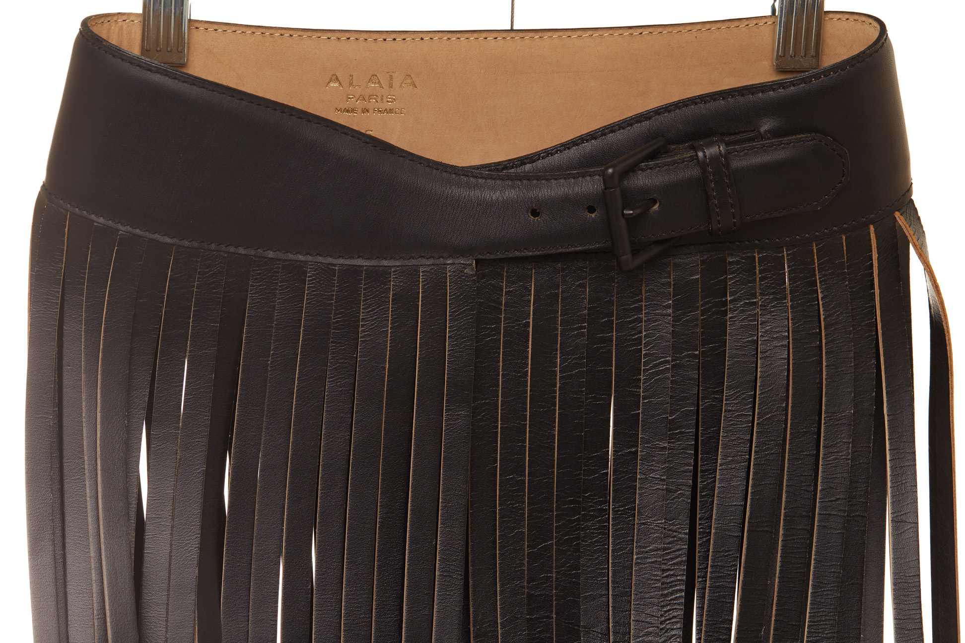 AN ALAÏA BLACK LEATHER FRINGE BELT - Image 2 of 2