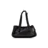 A BOTTEGA VENETA BLACK FRILL HANDBAG