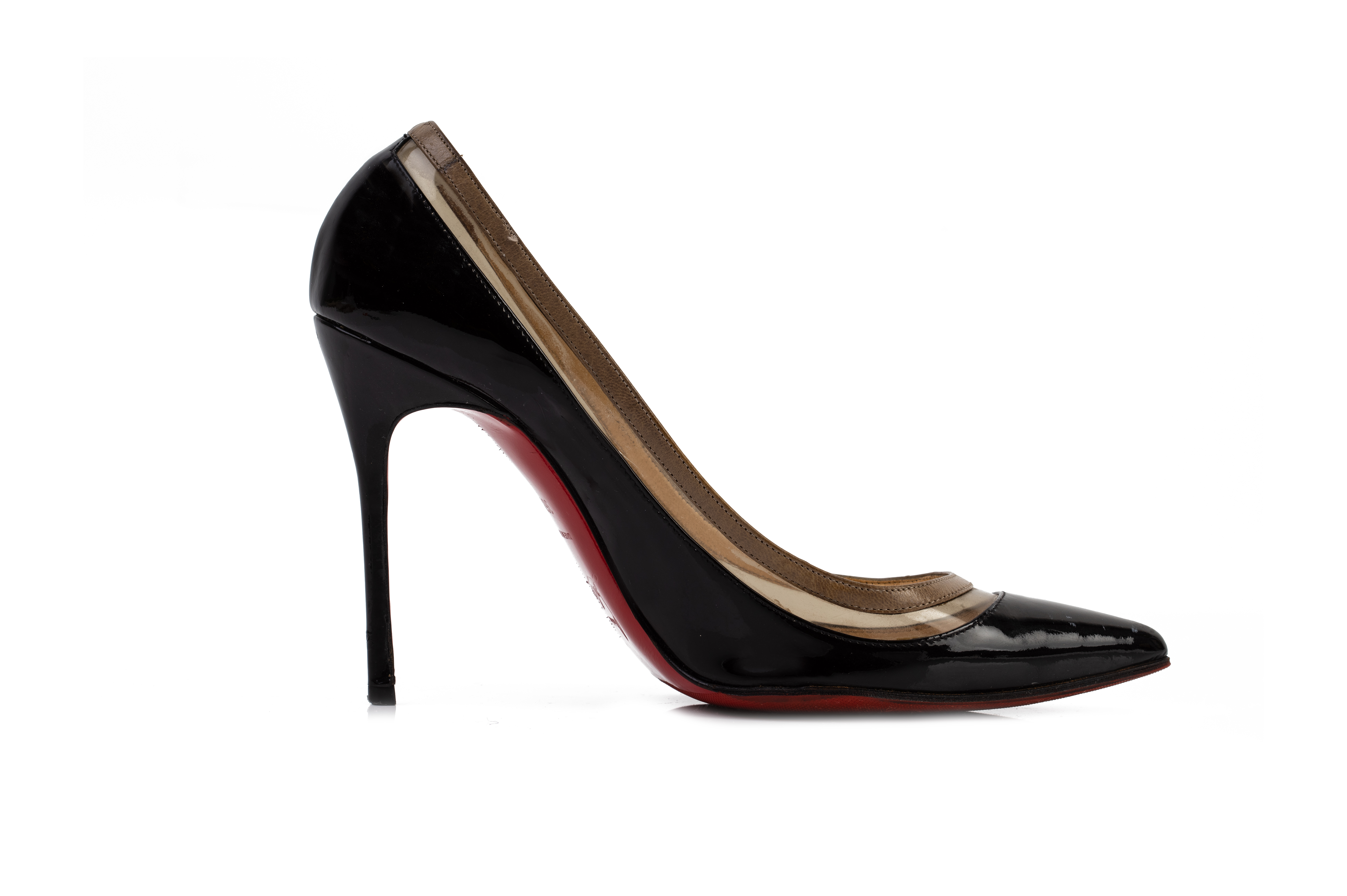 A PAIR OF CHRISTIAN LOUBOUTIN PVC BLACK LEATHER PUMPS EU36.5 - Image 2 of 5