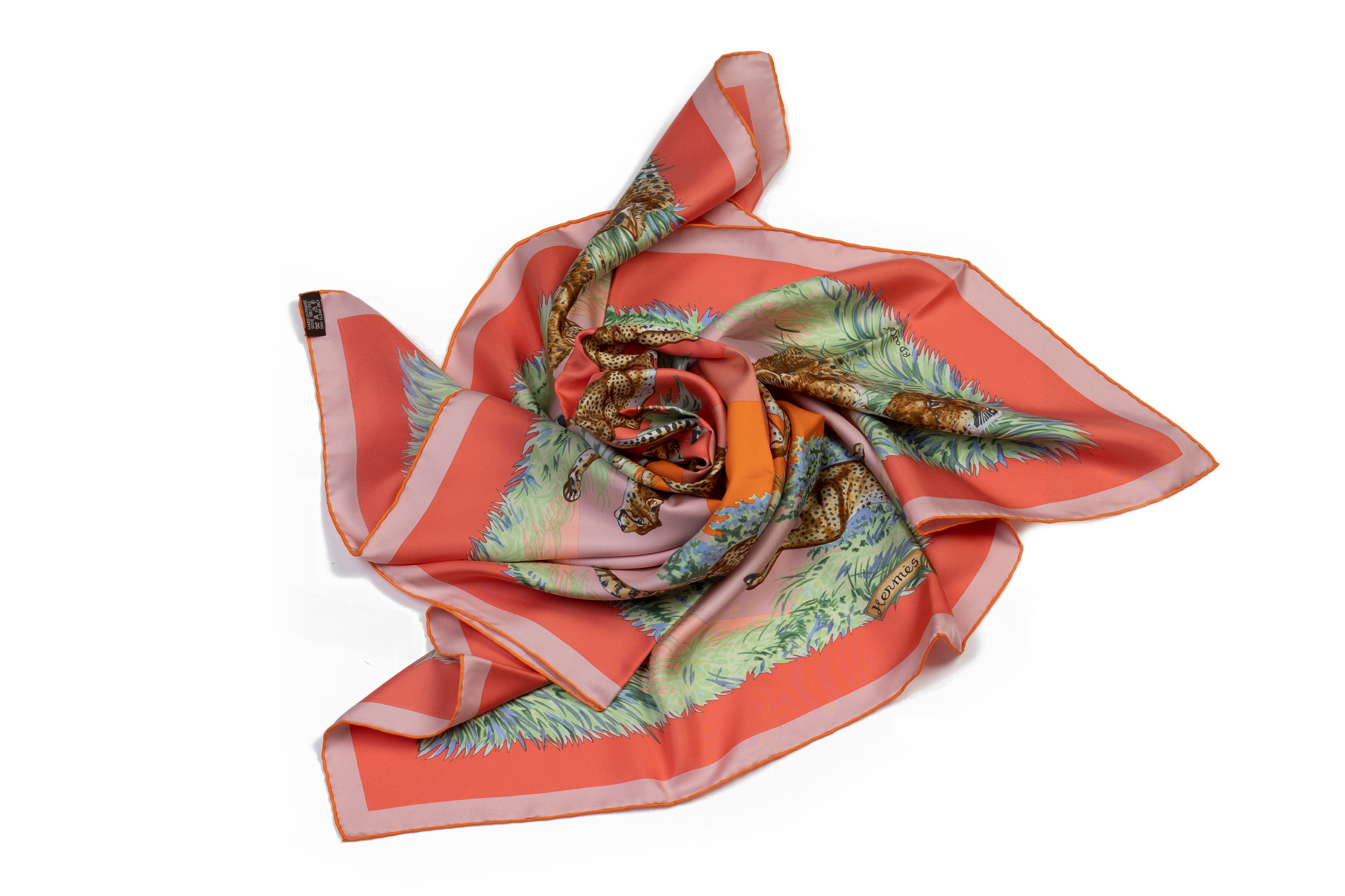 AN HERMES GUEPARDS SILK SCARF