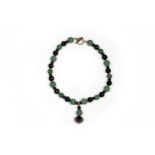 A MOJA JEWELLERY JADE AND BEAD SILVER NECKLACE